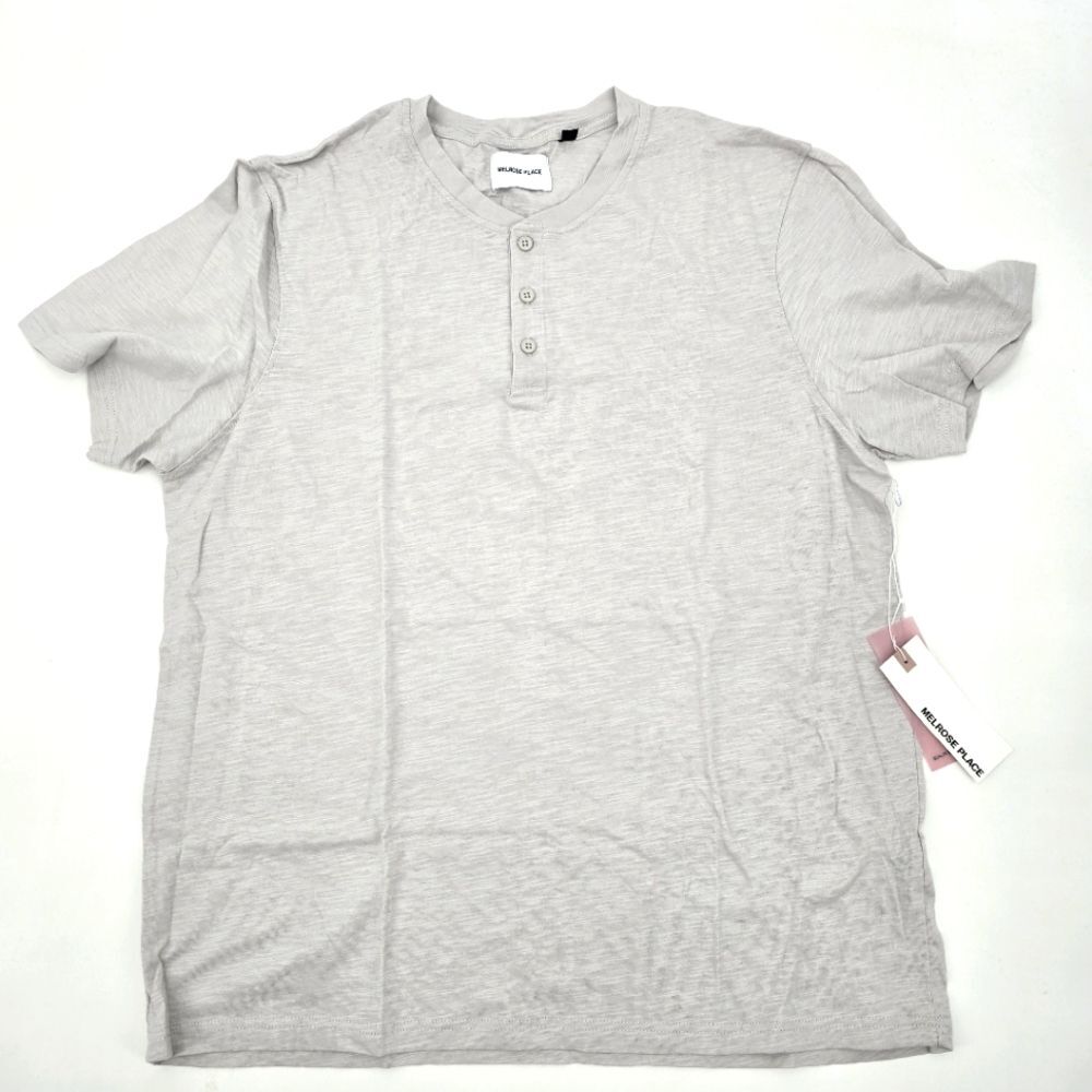 Melrose Place Genesse Slub Tee Men's Gray Henley Shirt Size XL